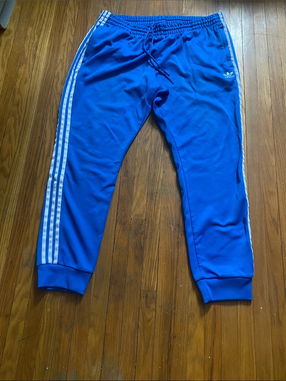 adidas Blue Three-Stripe Joggers